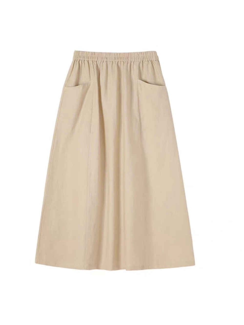 Women's Cotton Beige Midi Skirt